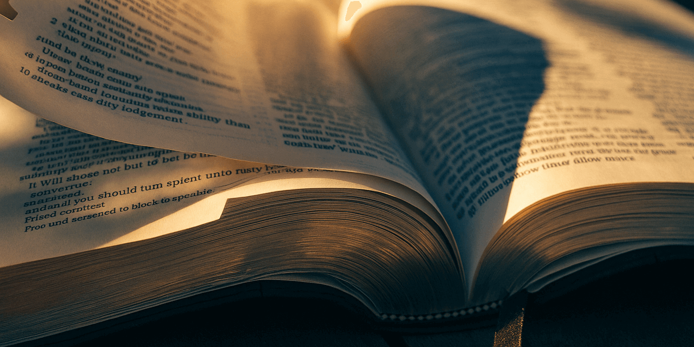 Открытая Библия под солнечным светом