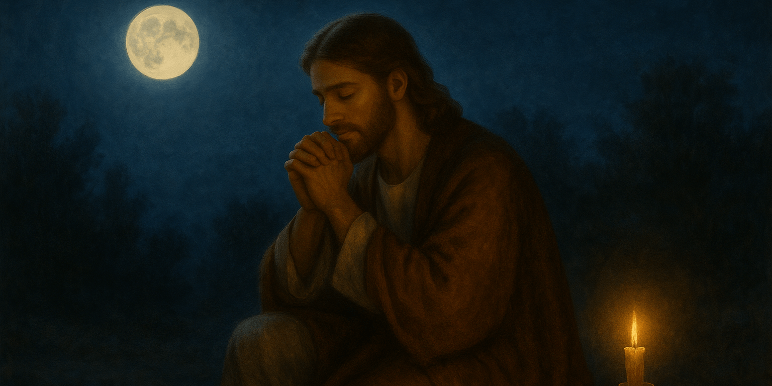 Сложенные в молитве руки при свечах